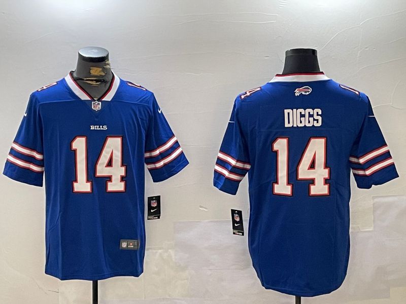 Men Buffalo Bills 14 Diggs Blue Second generation 2024 Nike Limited NFL Jersey style 1